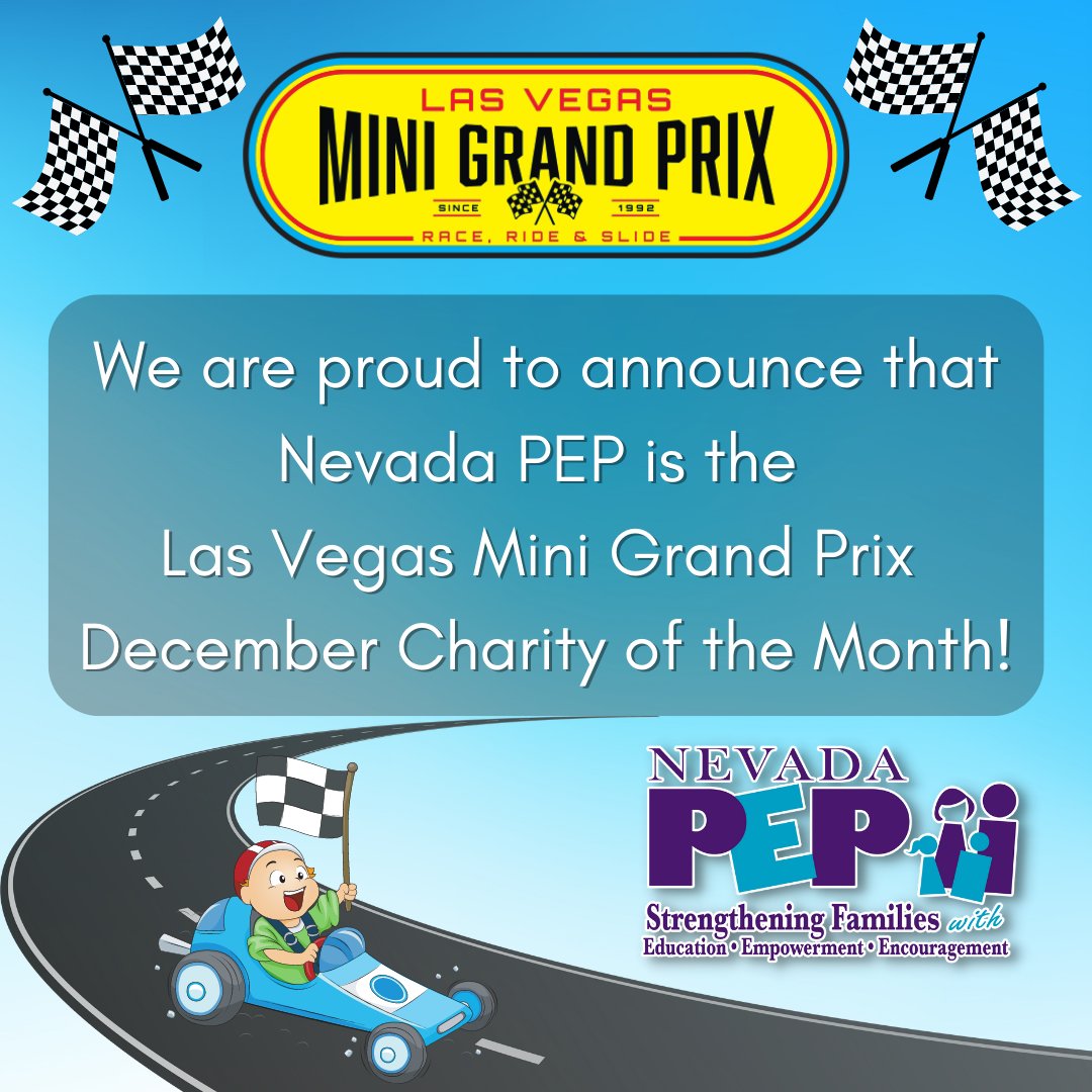 NevadaPEP's tweet photo. Every Tuesday in December, you can support Nevada PEP by heading to Las Vegas Mini Grand Prix and having some family fun for a good cause!

@LVMiniGranPrix is located at 1401 Rainbow Blvd. Las Vegas, NV 89108

#familyfun #gokart #lasvegas #lvmgp #vegas #vegaskids #nevadapep https://t.co/AjbyQHwbYg