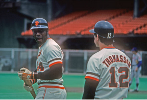 PolyesterUnis's tweet photo. No, the @SFGiants never wore grey #PolyesterPullover jerseys. But this 1977 photo of Willie McCovey and Gary Thomasson makes it look like they did. https://t.co/c6RE9AqaQn