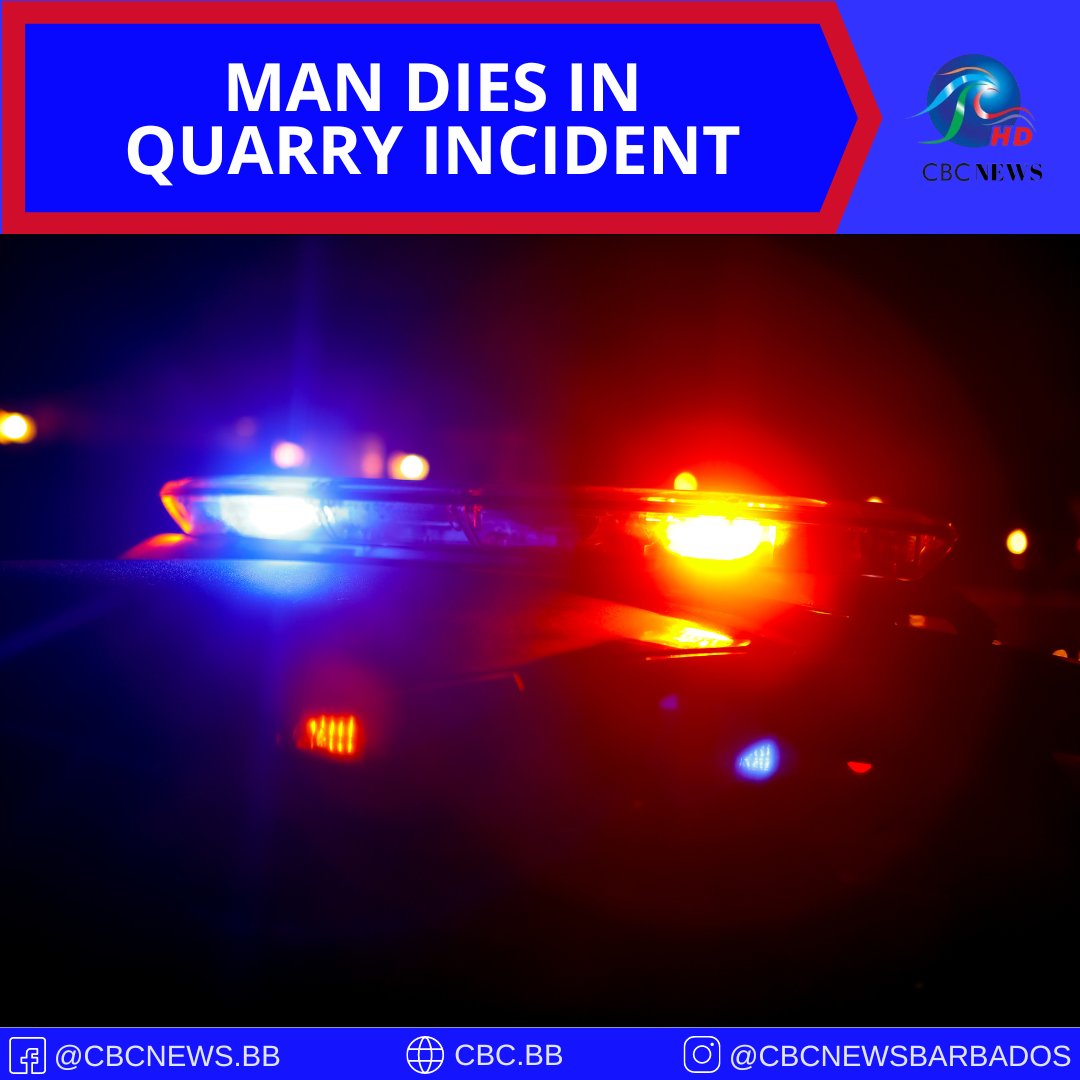 CBCBARBADOS's tweet photo. Police are on the scene in Roger's Quarry, St. Michael, where a man has died after a large boulder fell onto the top of the excavator he was operating. https://t.co/nCtXfrNu4m