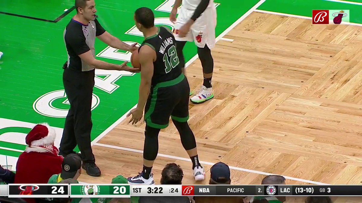 do the celtics ever get to argue about a questionable out of bounds call with a heel on the line against the heat? 

rt for.no