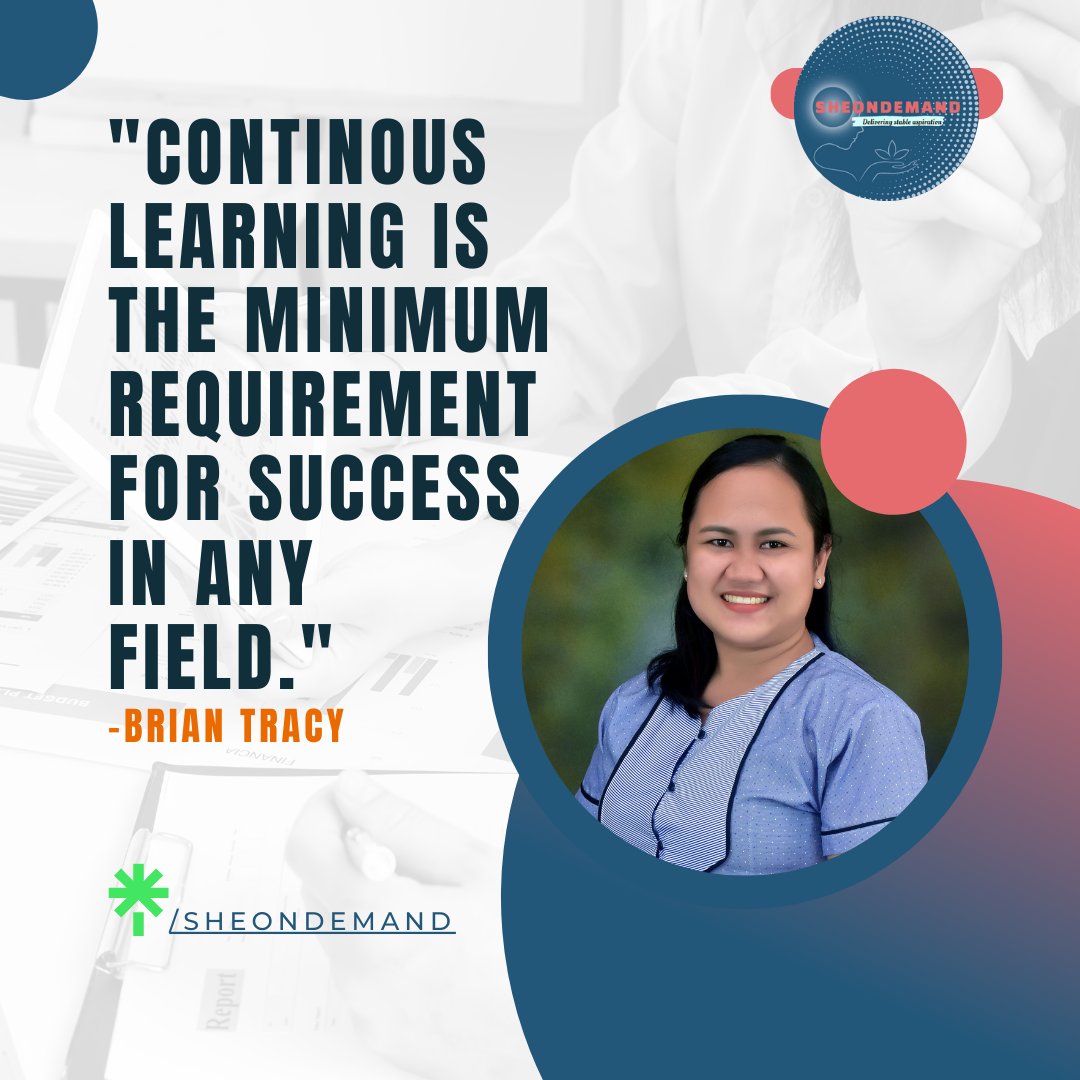 sheondemand's tweet photo. As Brian Tracy said, "Continous learning is the Minimum requirement for success in any field." One of the best reminders we could get and apply in our daily lives.
#sheondemand #sheondemandva #sheondemandcervices #sheondemandvirtualassist #deliveringstableaspiration #bookkeeping https://t.co/KVleWoxvF5