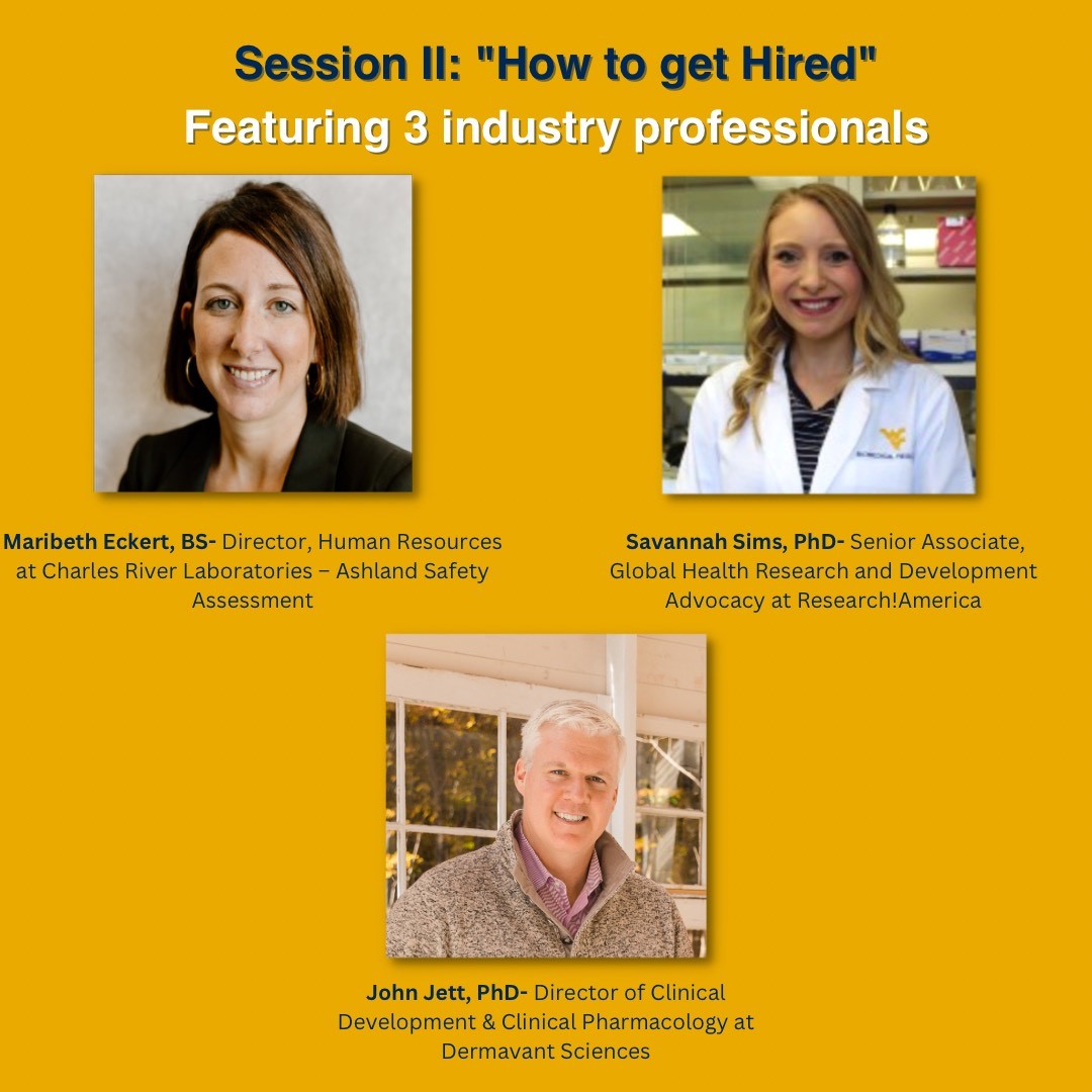 wvuresearchgrad's tweet photo. Ever wondered what jobs you can get outside of academia? This symposium is for you! December 7 from 9:30 AM - 3:00 PM on Zoom/in G150 Erma Byrd. Swipe to learn more about each session.  Panera Lunch is provided! RSVP Links are in the Bio https://t.co/S8Xqdi7NyW
