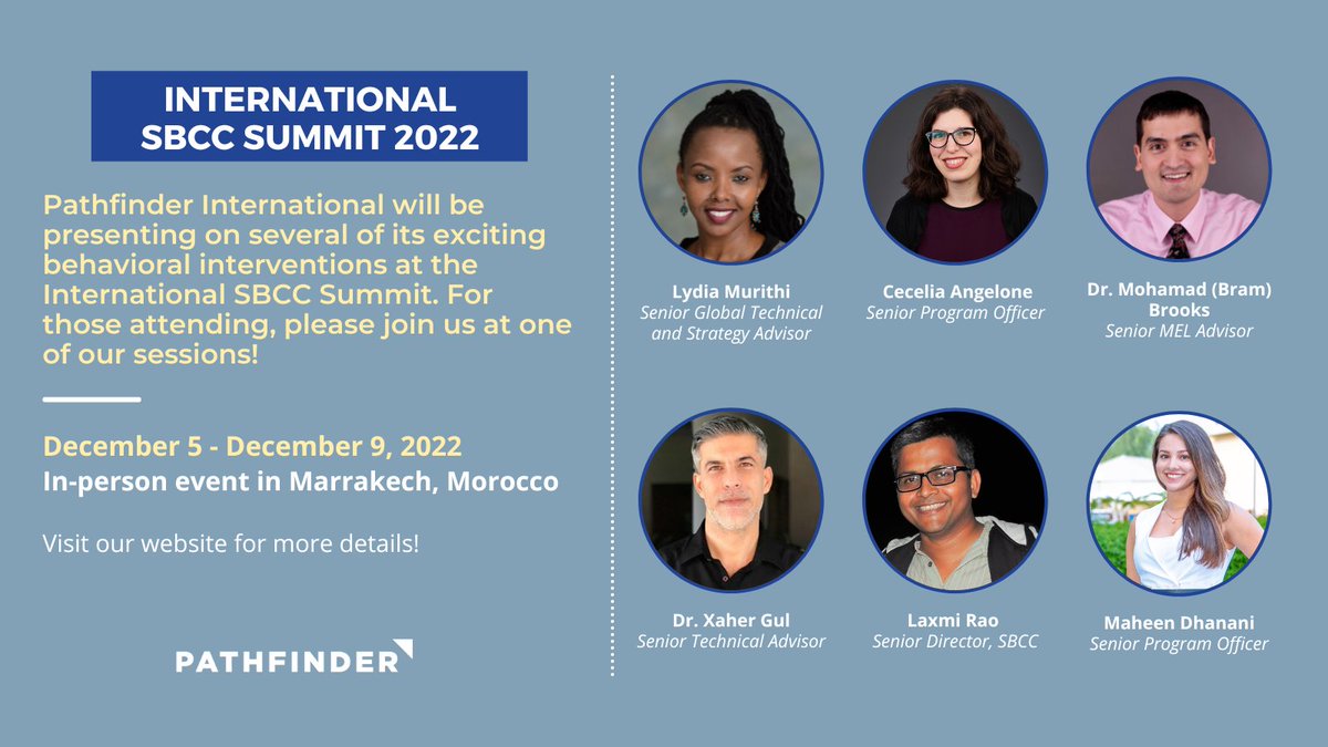 We will be presenting on several of our exciting behavioral interventions at the International <a href="/SBCCSummit/">SBCC Summit</a> from Dec 5-9, 2022. For those attending, please join us at one of our sessions! 

lnkd.in/gdzpe9Zc

<a href="/MurithiLydia/">Lydia Murithi</a> <a href="/xahergul/">Xaher Gul</a> @LaxmikantRao
