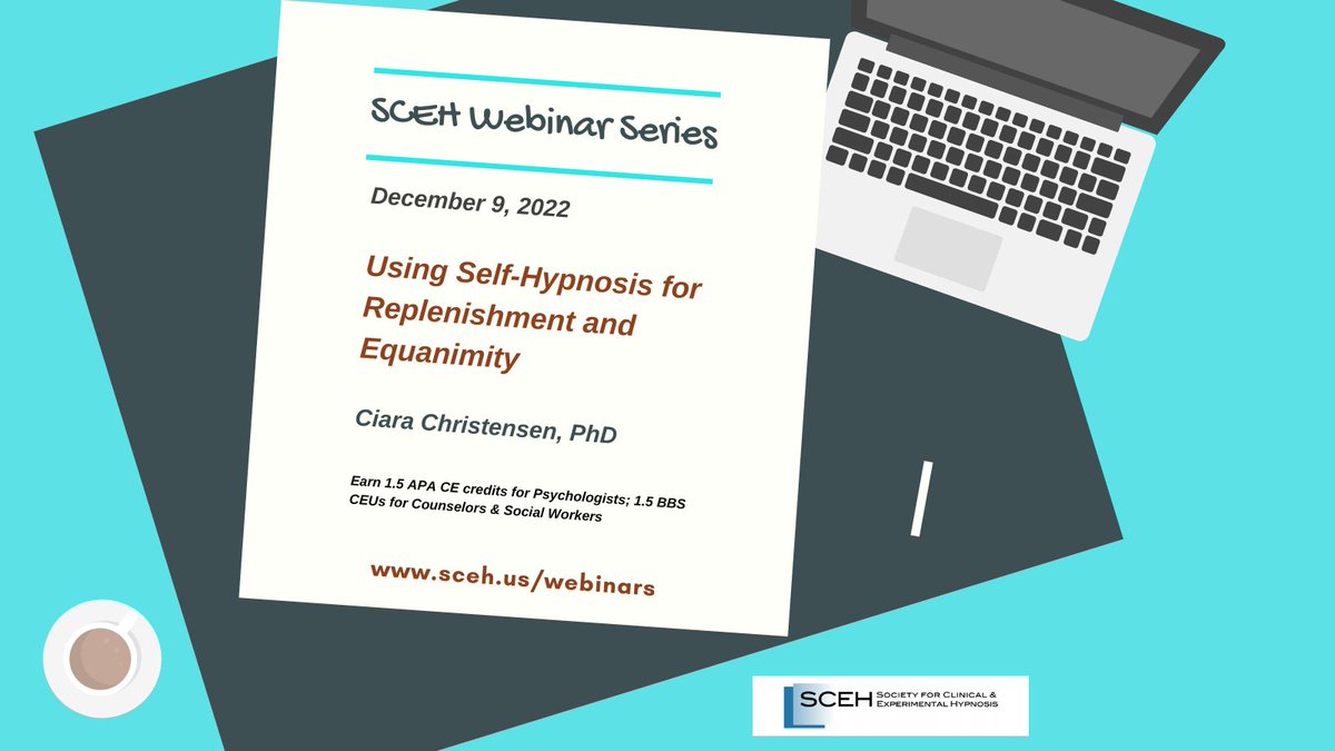 ☀️Especially during the holidays, health care providers may need some attending to their own emotional and physical well-being.  Join us 12/9 for Using Self-Hypnosis for Replenishment &amp; Equanimity to pick up some tips on #SelfCare. #ClinicalHypnosis
sceh.us/webinars