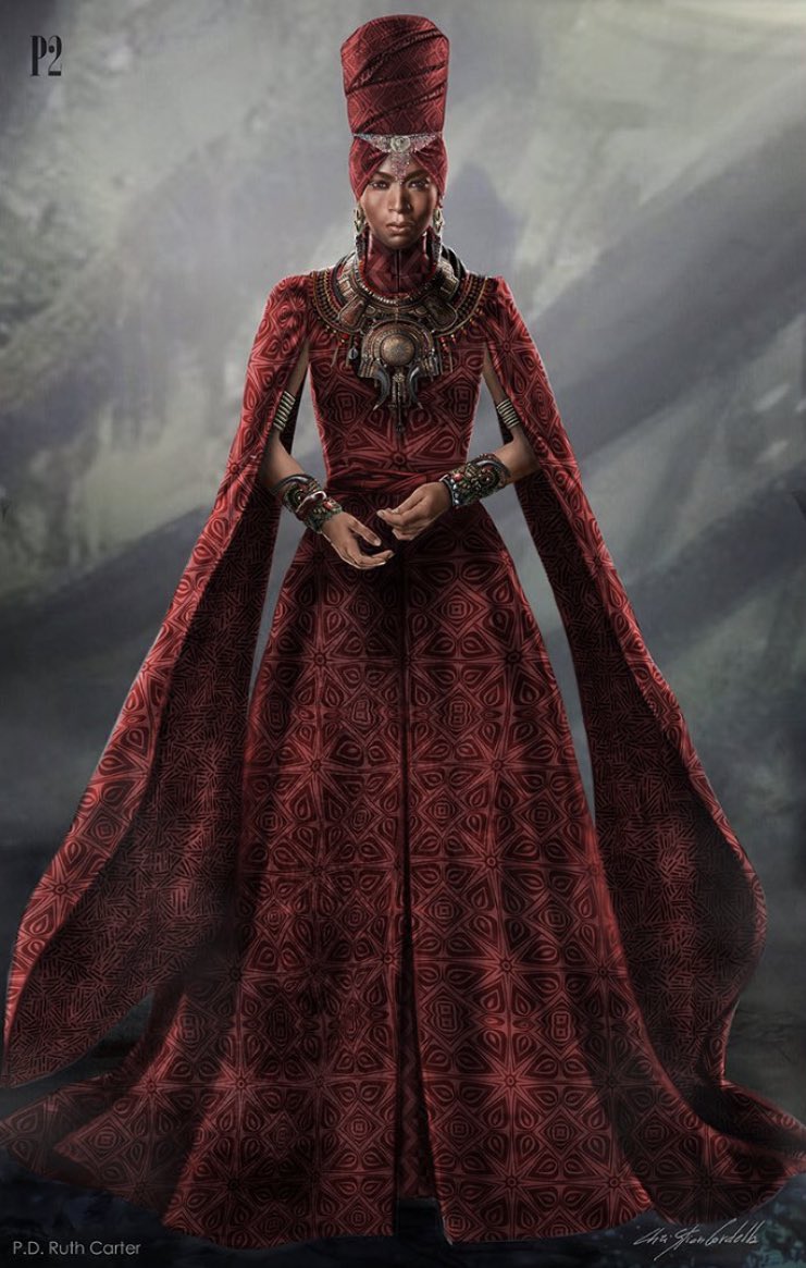 black panther red dress Black Panther Wakanda Forever costume designer Ruth Carter worked with  concept artists Christian Cordella on the attire that Angle Bassett's Queen  Ramonda would wear in the Marvel Studios 2022 film