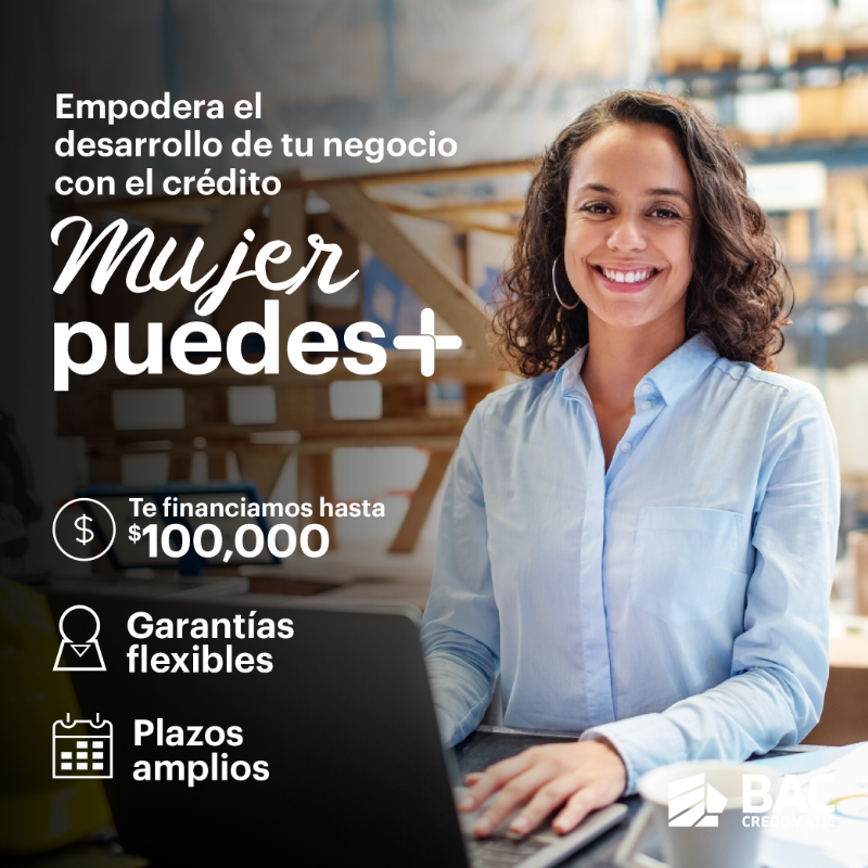 BACCredomaticSV's tweet photo. 𝑴𝒖𝒋𝒆𝒓 𝒑𝒖𝒆𝒅𝒆𝒔 + es nuestro crédito especial para mujeres lideres empresarias. Donde además de brindarte los mejores beneficios, también podrás acceder a capacitaciones y asesorías para tu empresa con el Programa Mujer Acelera.

#BACApoya