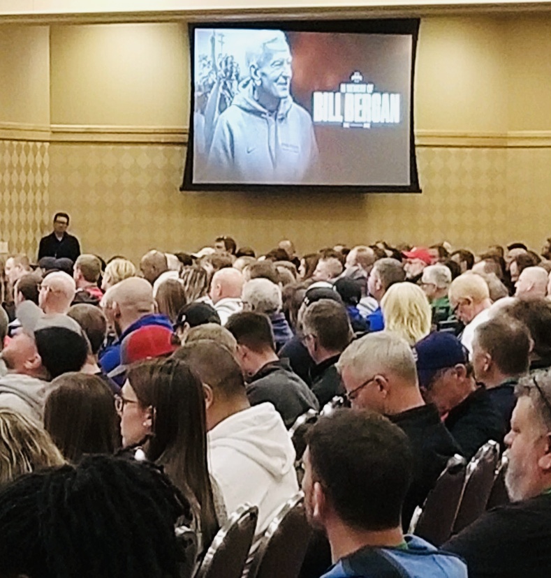 ChampProduction's tweet photo. Beautiful moments to begin the 54th Annual IOWA TRACK &amp; FIELD COACHES CLINIC today as @MikeJaytrackxc @TrackGuyUSA and Greg Williams, President @iatfcc paid tribute to HOFer &amp; founder of @ChampProduction Bill Bergan, who passed away last week. 

ISU Obit: https://t.co/It9gGp9kDG https://t.co/C9CvssnxTt
