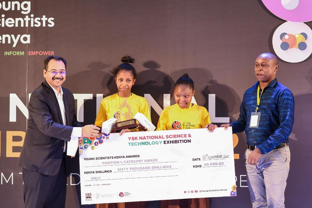Young Scientists Kenya🇰🇪 (@ystkenya) on Twitter photo Handing over the awards for the <a href="/YSTKenya/">Young Scientists Kenya🇰🇪</a>  Biological & Ecological Category during the #YSKExhibition2022 was Mr. Ajay Sharma, GM <a href="/WeAreKerry/">Kerry</a> East Africa
The 1st Prize award went to Faith Mutheu & Clare Tei of Masaani Girls High School in @Machakos_Gov
<a href="/IrlEmbKenya/">Embassy of Ireland</a> 
<a href="/EduMinKenya/">Ministry of Education, Kenya (MoE)</a> Handing over the awards for the <a href="/YSTKenya/">Young Scientists Kenya🇰🇪</a>  Biological & Ecological Category during the #YSKExhibition2022 was Mr. Ajay Sharma, GM <a href="/WeAreKerry/">Kerry</a> East Africa
The 1st Prize award went to Faith Mutheu & Clare Tei of Masaani Girls High School in @Machakos_Gov
<a href="/IrlEmbKenya/">Embassy of Ireland</a> 
<a href="/EduMinKenya/">Ministry of Education, Kenya (MoE)</a>