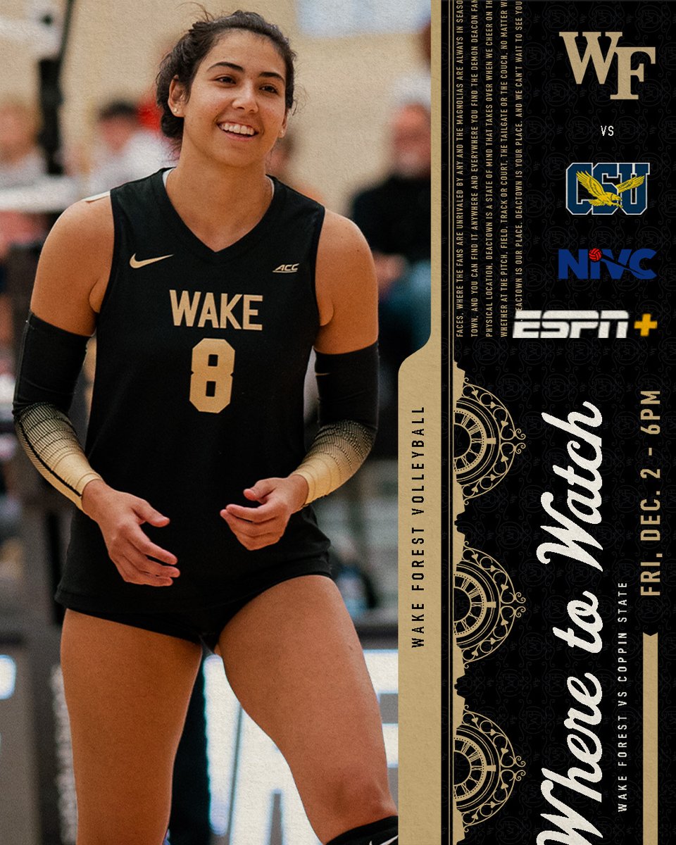 WakeVolleyball's tweet photo. Have a well-spent evening with Yours Truly:

📺 https://t.co/JxnAR2BeZq

#NIVC | #GoDeacs 🎩🏐 https://t.co/ofD0QRvDPp