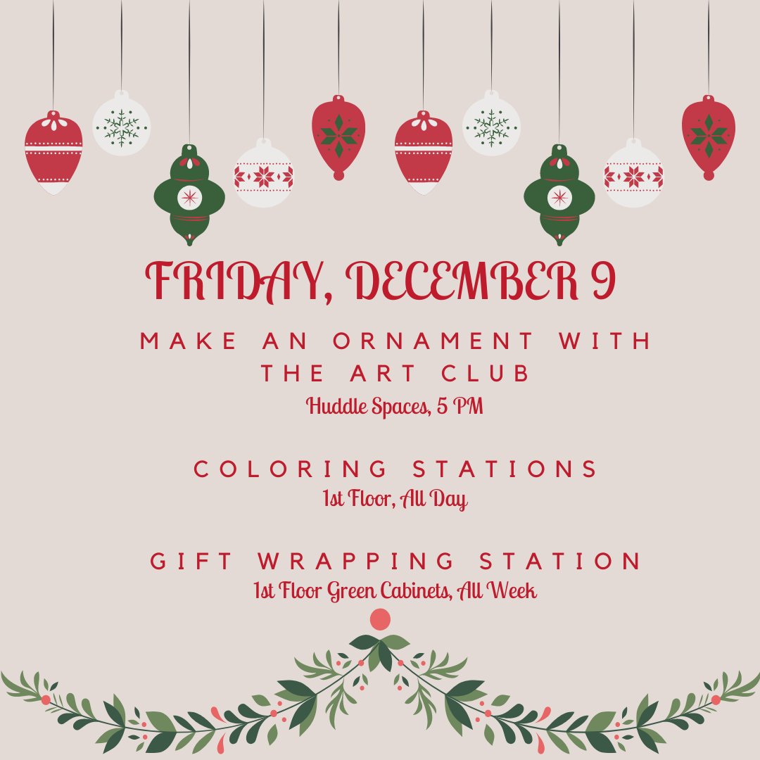 macphaidin_lib's tweet image. The 5 Days of Finals are almost here!  Check out our schedule and be sure to participate in some (or all!) of our fun, de-stress events.

#MacPhaidinLibrary #StonehillLibrary #5DaysOfFinals #DeStress #HolidayFun #FreeFun