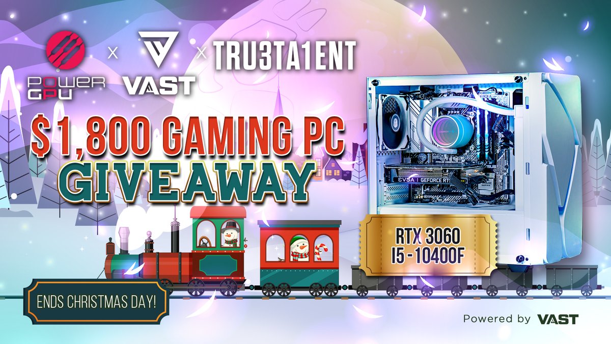 Here is number 6 of 6! We super excited to announce this $1,800 RTX 3060 Gaming PC Giveaway! To enter, perform these tasks via the link below: - Retweet and like this tweet - Follow @TrU3Ta1ent, @PowerGPU & @VastGG Enter Here: vast.link/TrU3Ta1ent