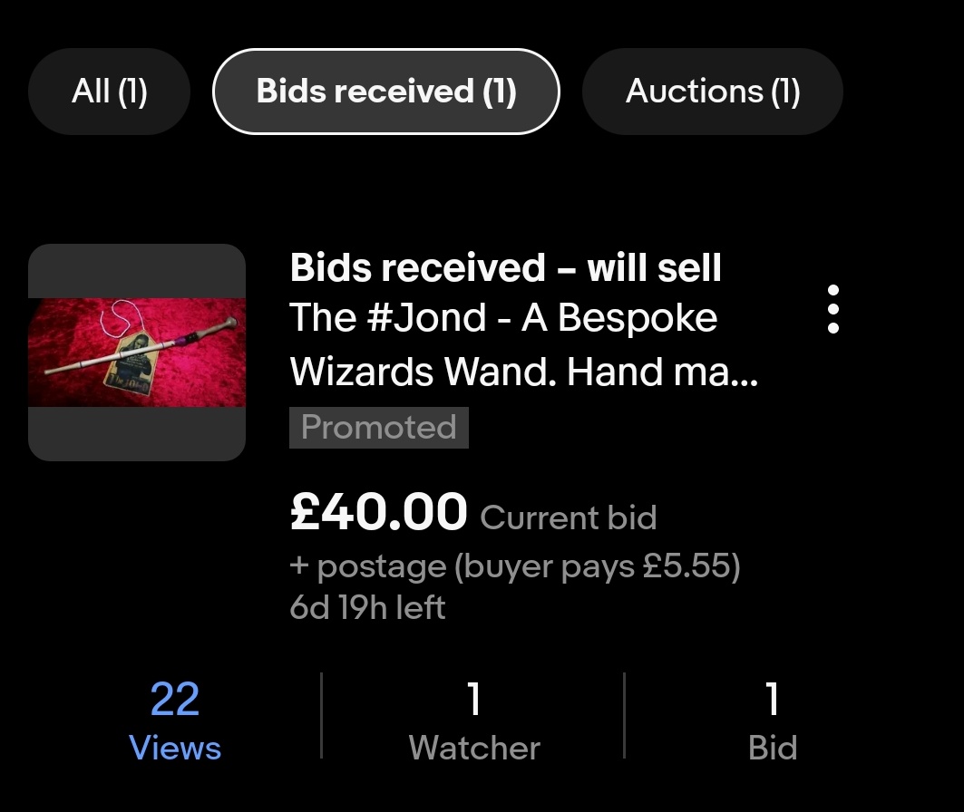 joncampling's tweet photo. OMG I'm getting AUCTION FEVER LOL
24 views
1 Watch
1 bid

6 days to go 🤘

#HarryPotter #WizardsWand 
#JonCampling  #Actor #TheJond #Collectables #Comicon 

https://t.co/a5J11A9u3y https://t.co/7qHJzuL4dy