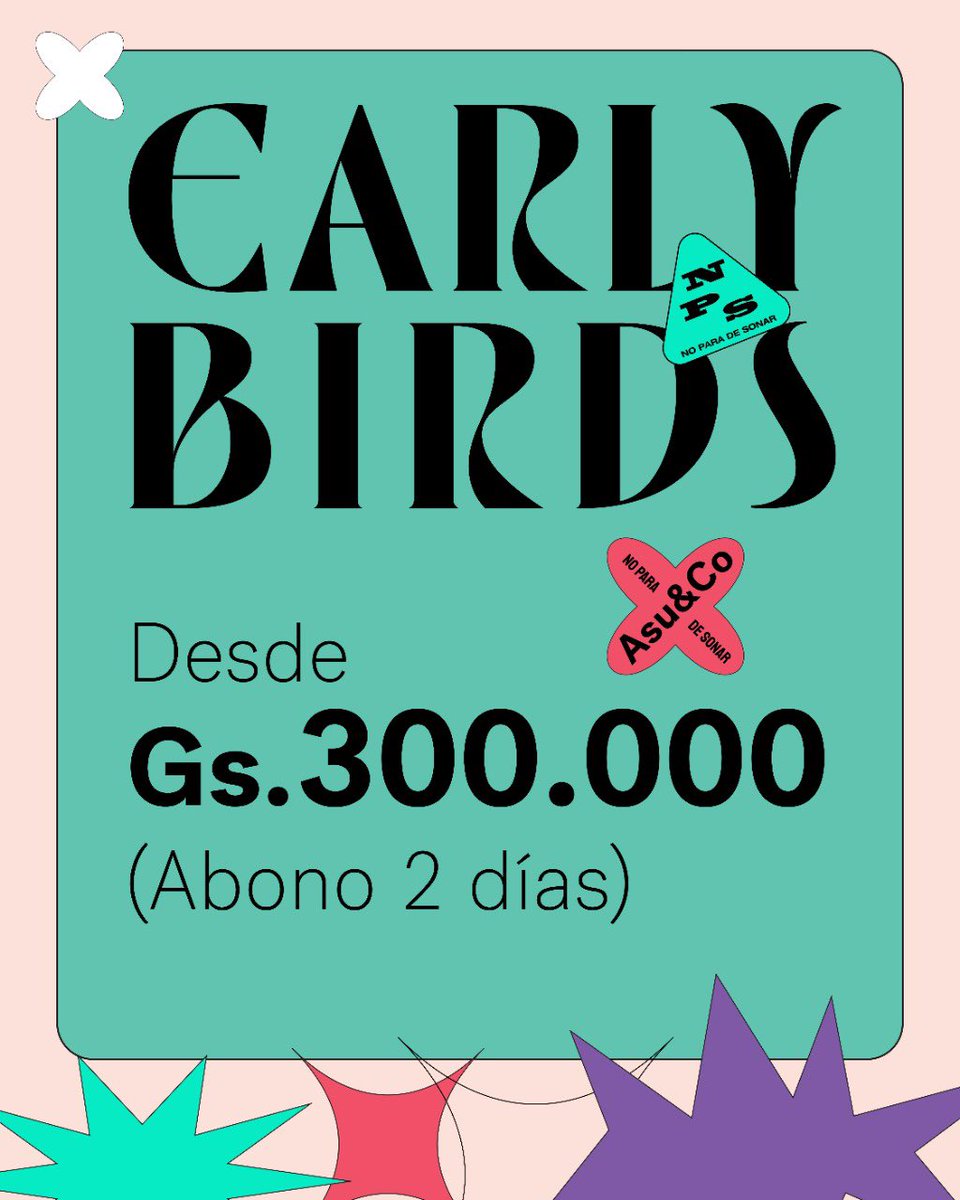 Asuncionico_'s tweet photo. 🎫 Aprovechá los descuentos para clientes de #ClubPersonal y @ItauParaguay a partir de Preventa 1 el lunes 5/Dic
ASUNCIONICO NO PARA DE SONAR 🎶
📍Estrenamos nueva locación: Parque Olímpico 🇵🇾
🗓 21 y 22 de Marzo
#Asuncionico2023 https://t.co/i0qSoDgXVX