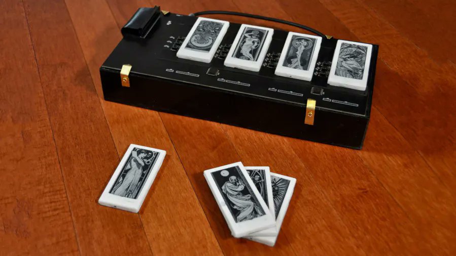 Hacksterio's tweet photo. Jonah Stiennon's Wyldcard make card games more interactive with individual ePaper displays: https://t.co/z8qgSqXCsJ https://t.co/ahGlFdy6B6