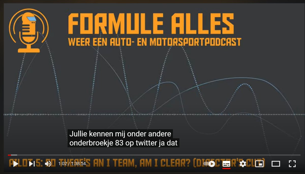 FormuleAlles's tweet photo. Pilot 5 & 6 staan live op YouTube, plus een director's cut van pilot 5. De automagische ondertiteling heeft echter nog wat moeite...
https://t.co/fTfiEJCQvm
#FormuleAlles #F1 #Podcast https://t.co/QIekzI4F0S