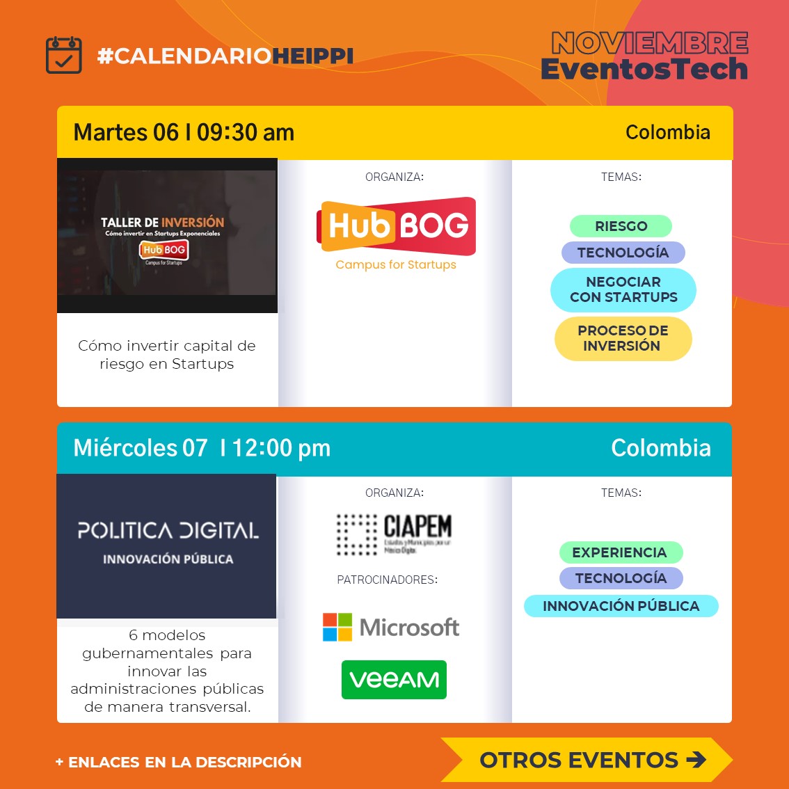 heippicom's tweet photo. 📆 TALLER DE INVERSIÓN: ¿CÓMO INVERTIR EN STARTUPS EXPONENCIALES? 
https://t.co/ZlFZMo2Sv1

📆 INNOVACIÓN PÚBLICA II.
https://t.co/iZEDfqJpEe https://t.co/4tWQ2DLKho