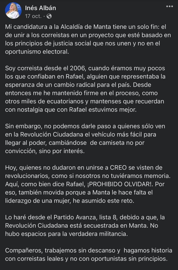 MashiRafael's tweet photo. Atenta Manta.
Si esta señora se dice «correísta»debería estar apoyando a listas 5, la de la Revolución Ciudadana. Todo el resto es CUENTO😉
¡Todo, todito 5!
#LosCorruptosSiempreFueronEllos https://t.co/XyEvWbQAqk