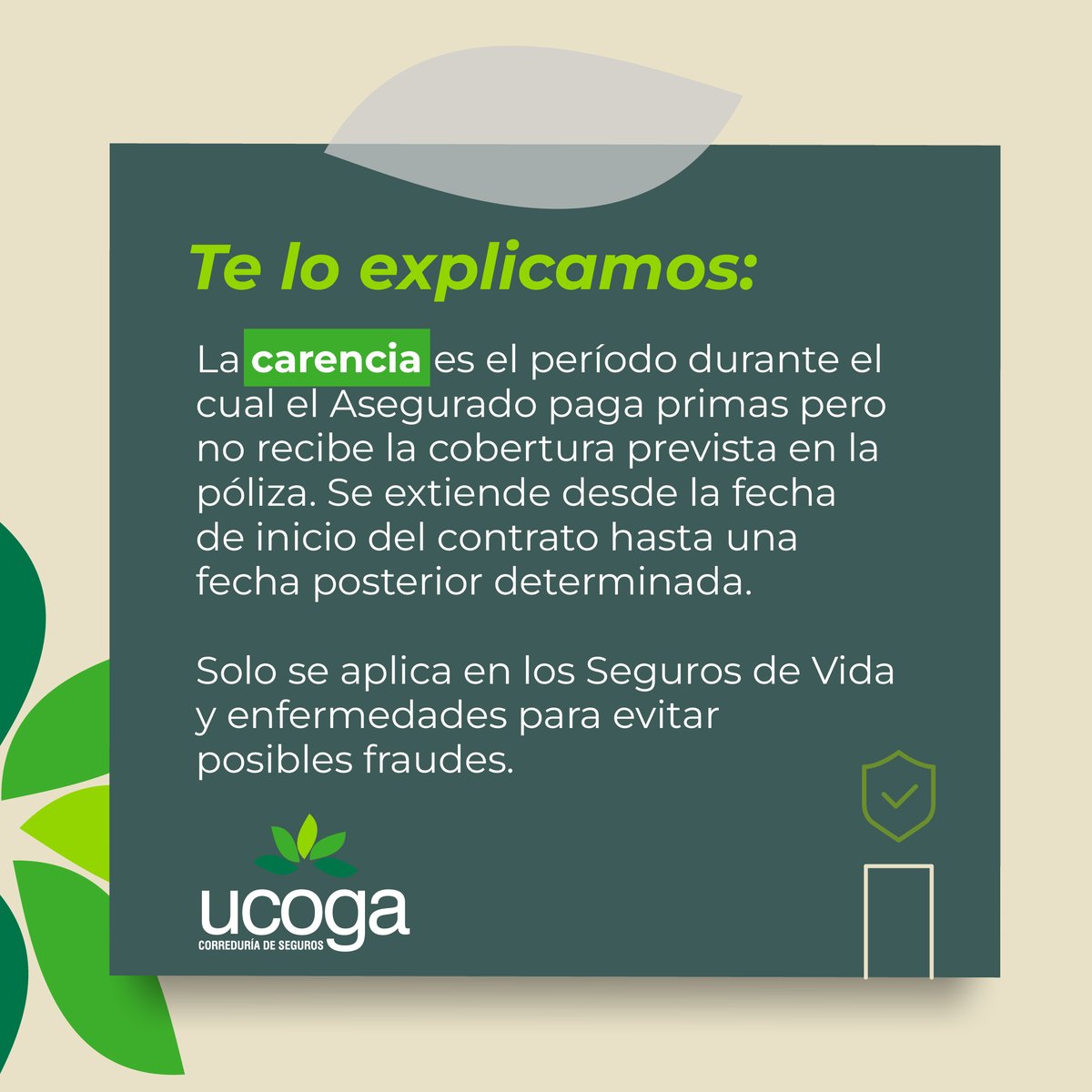 Como sabes, cada viernes, en nuestra sección #ucoExplicaciones vemos un nuevo término sobre el seguro. 

Queremos que entiendas a la perfección tus pólizas y coberturas 😉 Hoy toca ver la definición de CARENCIA, un término muy importante, sobre todo en seguros de salud o vida.