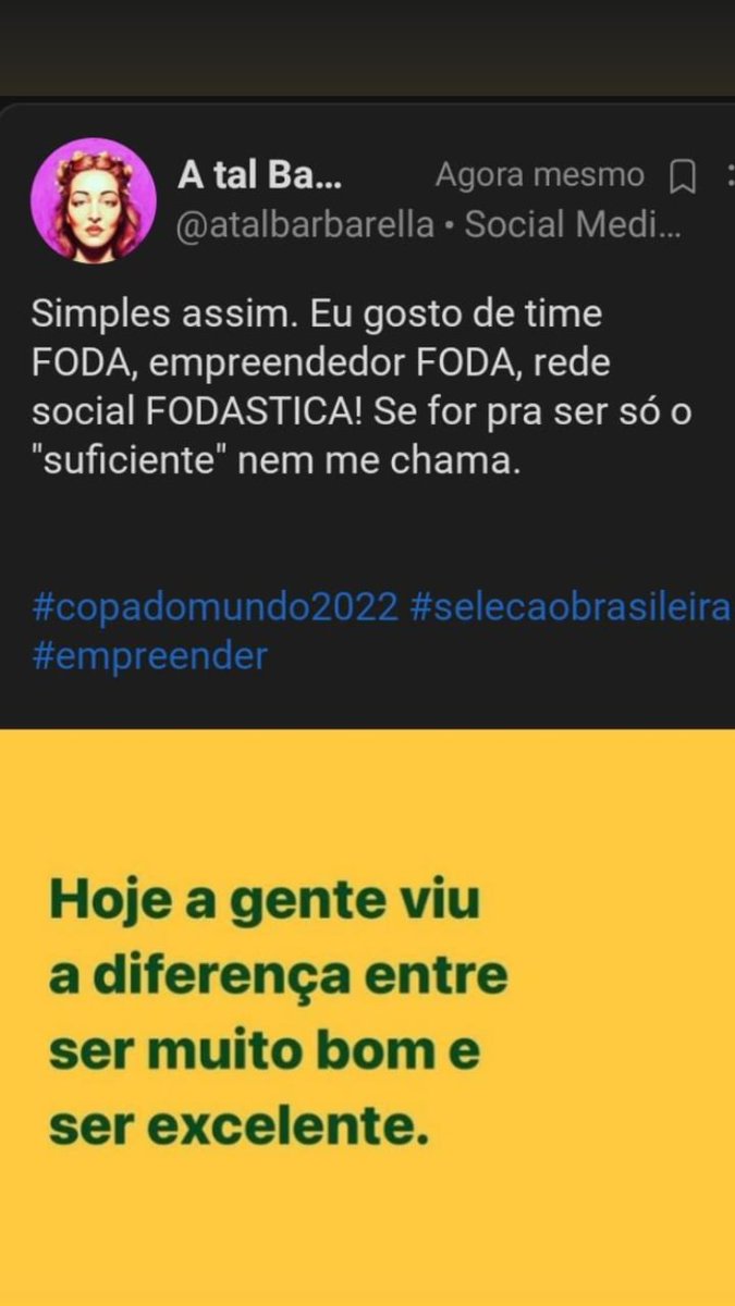 barbarellamkt's tweet photo. Do fundo do meu Koo pra vocês. #CopaNoCaze #CopaDoMundoFIFA2022 #SelecaoBrasileira #socialmedia #empreender https://t.co/gyVMXUcqk0