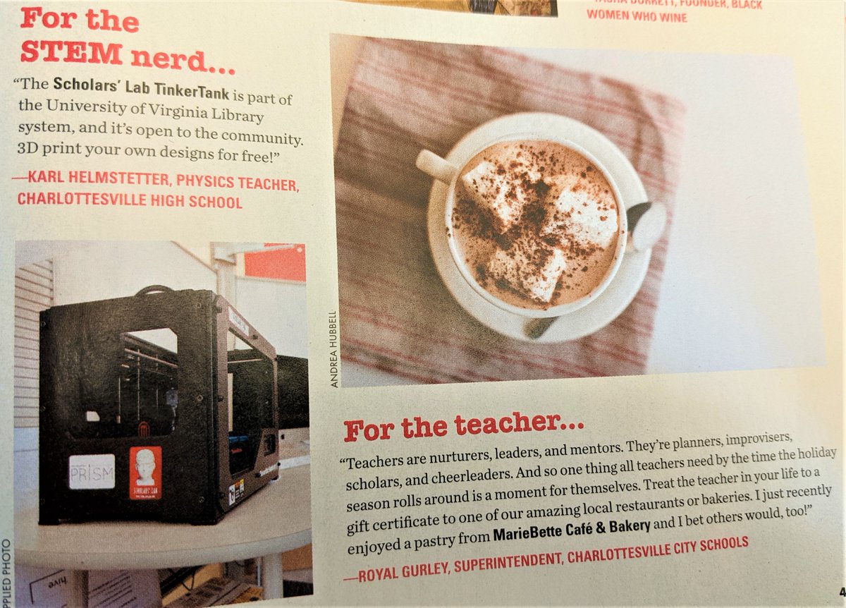 Charlottesville City Schools (@cvilleschools) on Twitter photo Brainstorming gifts for the December holidays? <a href="/cville_weekly/">C-VILLE Weekly</a> spoke to <a href="/royalgurley/">Royal A. Gurley, Jr., Ed.D.</a> and <a href="/CHSBlackKnights/">Charlottesville High School</a> <a href="/CHSBACON/">CHS BACON</a> teacher Mr. Helmstetter for ideas for teachers and "STEM nerds" 😎 Brainstorming gifts for the December holidays? <a href="/cville_weekly/">C-VILLE Weekly</a> spoke to <a href="/royalgurley/">Royal A. Gurley, Jr., Ed.D.</a> and <a href="/CHSBlackKnights/">Charlottesville High School</a> <a href="/CHSBACON/">CHS BACON</a> teacher Mr. Helmstetter for ideas for teachers and "STEM nerds" 😎