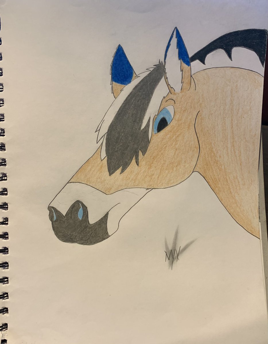Unbending_tides's tweet photo. I just finished up this new lad that’s been sitting in my sketchbook unfinished since September. 😂

He/They are a Fjord horse, one of my favourite species. I hope to treat &amp; rescue one one day!!

[This took me 1hr &amp; 32min. to finish!]

Any support is greatly appreciated!☺️ https://t.co/dYUnLFylGl