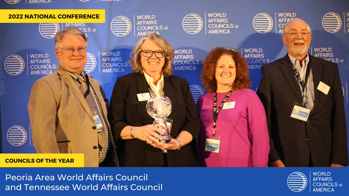 Congratulations to the Peoria Area World Affairs Council and the Tennessee World Affairs Council for being awarded the 2022 Councils of the Year! #WACA #WACAnationalconference #WACA2022nationalconference #international #worldaffairs