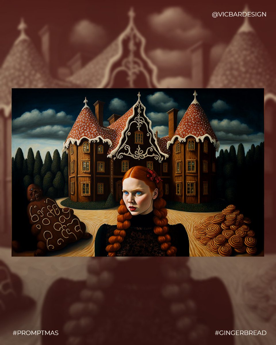 LoudRedNoise's tweet photo. Make everything GINGERBREAD!

PROMPTMAS Day 2: Gingerbread

#PROMPTMAS #AICC_IO #AICCCREATORS #vicbardesign #artificialinspiration #midjourney #aicommunity #gingerbread #surreal #gingerbreadhouse #adobeexpress #aiartist https://t.co/9ii5CcD47b