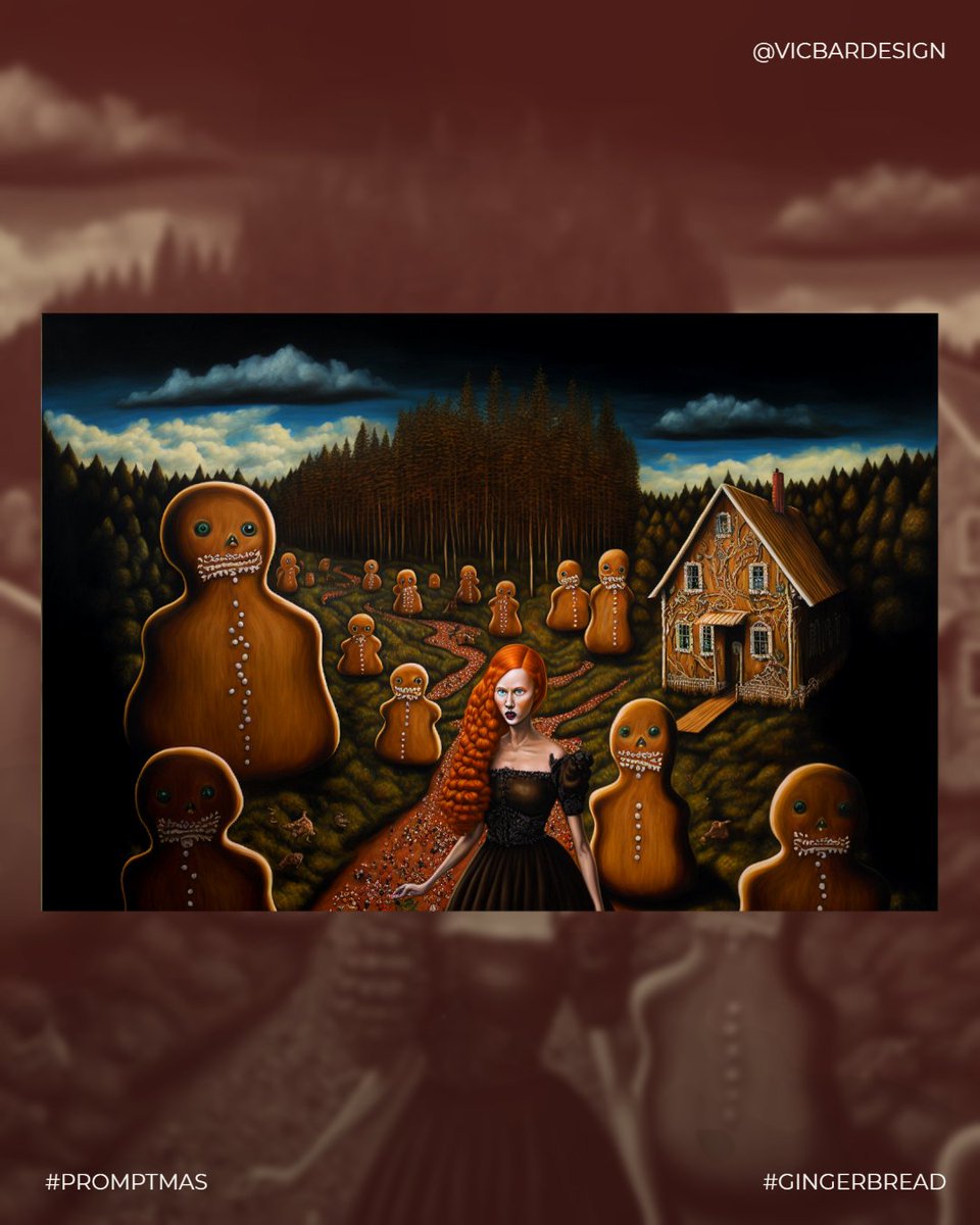 LoudRedNoise's tweet photo. Make everything GINGERBREAD!

PROMPTMAS Day 2: Gingerbread

#PROMPTMAS #AICC_IO #AICCCREATORS #vicbardesign #artificialinspiration #midjourney #aicommunity #gingerbread #surreal #gingerbreadhouse #adobeexpress #aiartist https://t.co/9ii5CcD47b
