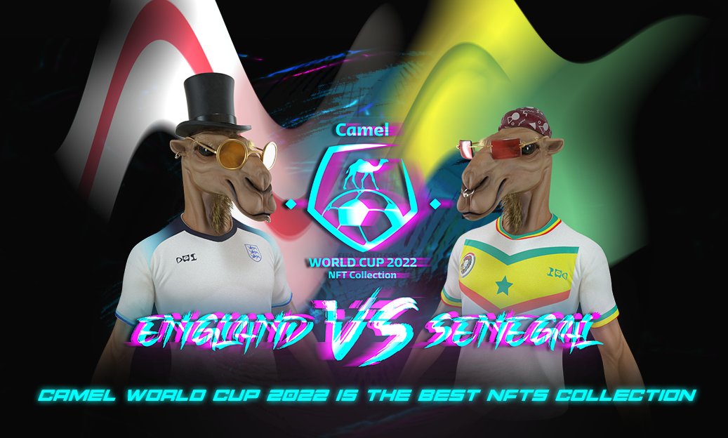 camelworldcup's tweet photo. Here we go #England 🏴󠁧󠁢󠁥󠁮󠁧󠁿 vs #Senegal 🇸🇳
Support your team in the #Qatar2022  by getting this incredible #NFTs #collection
#NFT #NFTartists #nftcollectors #nftforsale  #camelworldcup2022 #NFTcollectibles  #EnglandVsSenegal
@salomondrin
https://t.co/yNvxSK4fhZ
 #OpenSeaNFT https://t.co/WTlafGoGae