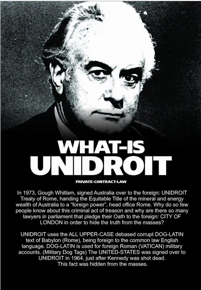 protectOZFOOD's tweet image. Gough Whitlam began the process of selling Australia out.

The ‘Voice’ is a total scam to sell out Australians completely to the UN and #WEF 

‘Australia’ is a corporation.

‘The Great Betrayal’ #Treason