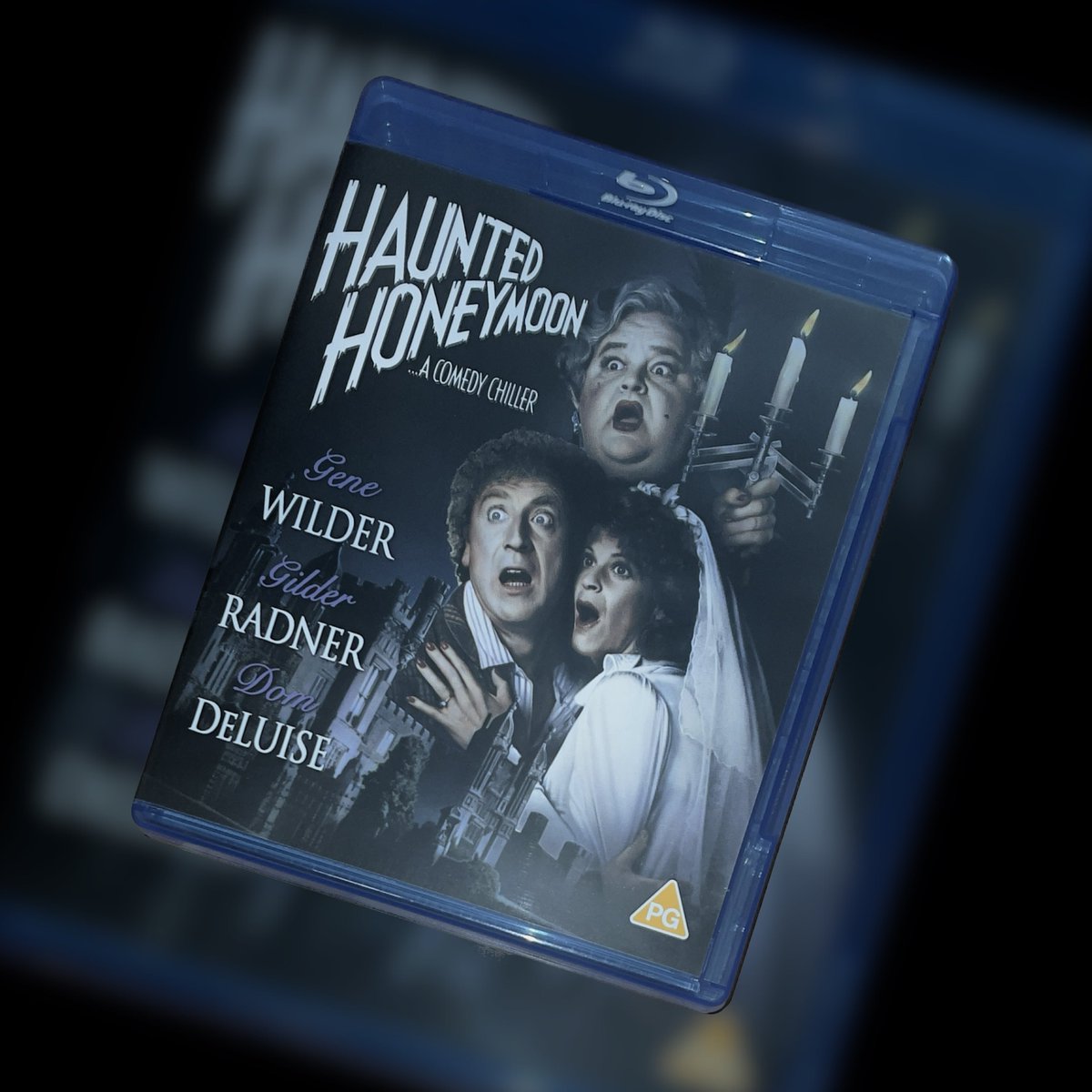 stephenwilson04's tweet photo. Haven't seen this since '86, so of course I bought it #hauntedhoneymoon #genewilder #gildaradner #domdeluise #jonathanpryce #bluray #finalcutentertainment #80smovies https://t.co/778JsqhSLE