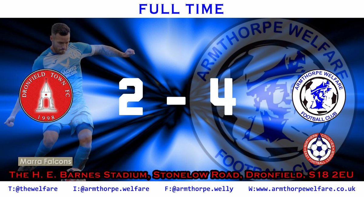Ft <a href="/DronfieldTownFC/">Dronfield Town FC</a> 2-4 <a href="/thewelfare/">Armthorpe Welfare FC</a>

#upthewellie