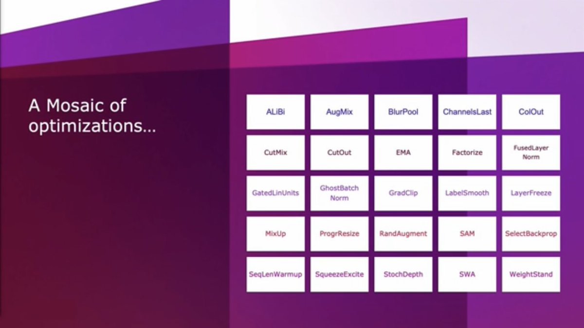 ⁦@MosaicML⁩ All the optimizations available in composer #PyTorchConference