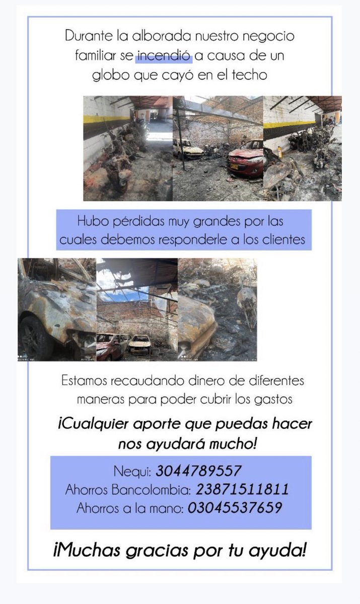 Amigos vi esto en instageam y lo quería compartir, las personas del parqueadero necesitan ayuda entonces si pueden ahí están los datos sino con un RT también ayudamos muchísimo 

🫶🏽🥲🙏🏽