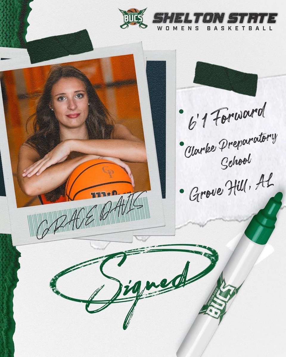 ClarkePrepCheer's tweet photo. Congratulations to our @davisgrace26 for signing with @sheltonstate Women’s Basketball! Go Bucs! 💚🏀 https://t.co/7B4ot7qH8Y