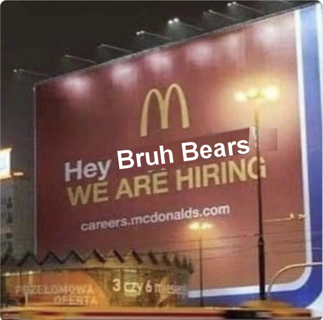 BruhDonalds's tweet photo. My bruhs! My bruh bears.
Do you want to see the McDonaldsDao in the @bruh_bears tavern?

We need 100 followers.
LETS GET IT! https://t.co/GmxmSQlhbP