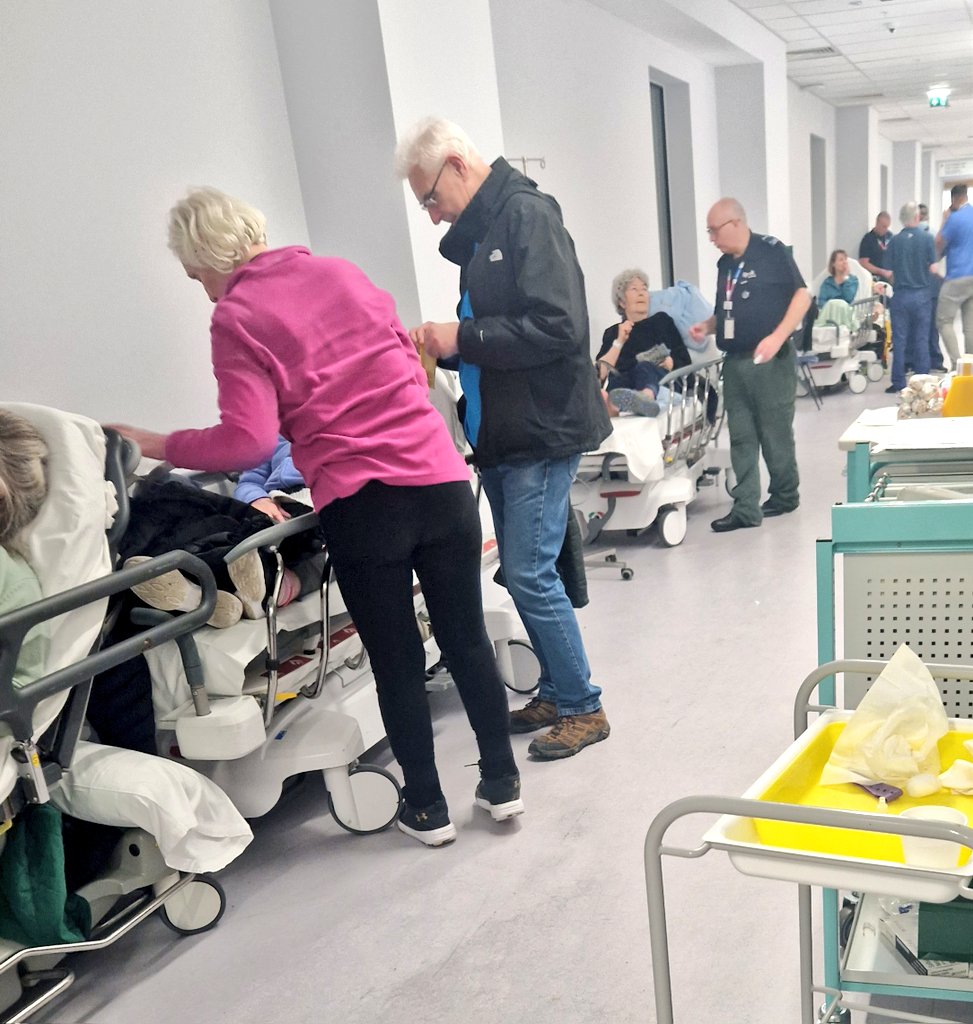 The Royal tonight. Corridors full of patients. Paramedics providing nursing care, so can't staff ambulances. Nurses not really coping. My 92 year old cousin been here since 9.30am. It's 17.25. No ward until tomorrow. This is Tory UK @IanByrneMP @LiamThorpECHO @liamrobinson24