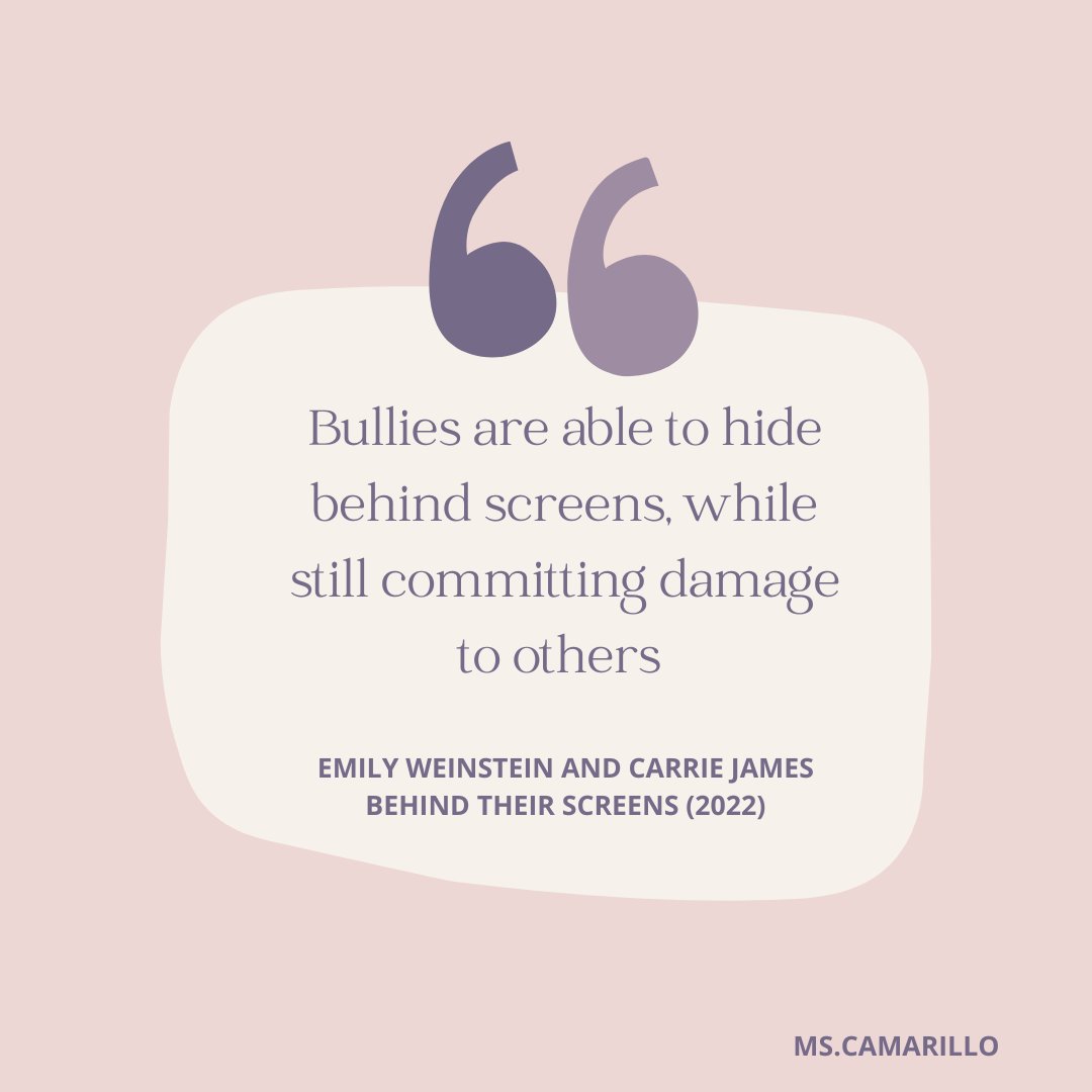 RosaCamarillo20's tweet photo. Here is a quote, in how people could harm others with a technology device. 
 #csumbls350 #cyberbullying #inspire #parents @carrie_james @em_weinstein https://t.co/ICevbdrfZW