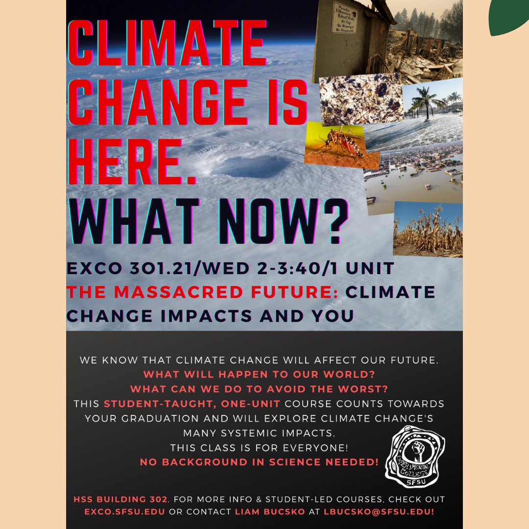 SFStateEXCO's tweet photo. ✨Teachers Spotlight ✨

Meet Liam Bucsko! He will be teaching The Massacred Future: Climate Change Impacts and You. Swipe to learn more about this class and why you should take it. 🌎

#sfstateexco #sfstate #sfsu #sfsustudentlife #sfsugators #sfsu23 #sfsu24 #sfsu25 #sfsu26 https://t.co/L6uNKArQaP