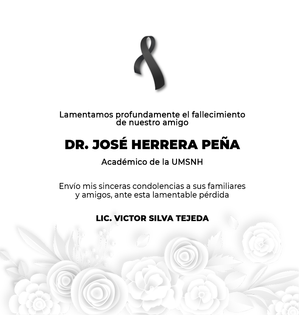 Lamentamos mucho el fallecimiento de nuestro amigo, el Dr. José Herrera Peña, distinguido catedrático de la UMSNH. Me quedo con el mejor de los recuerdos de este gran ser humano. #QEPD.