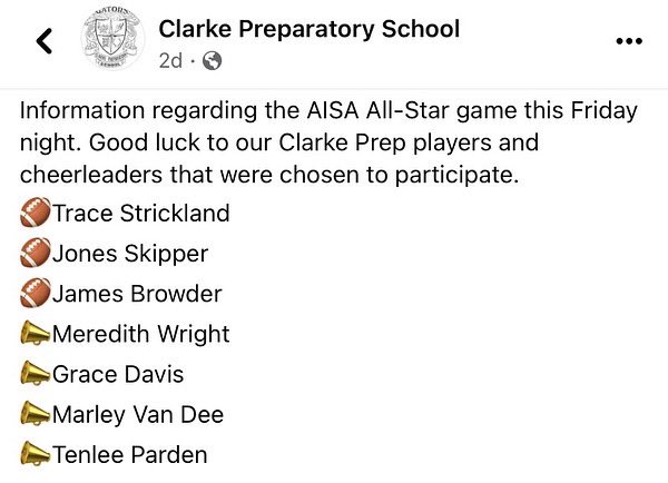 ClarkePrepCheer's tweet photo. Congratulations &amp; Good Luck to our Seniors representing Clarke Prep tonight in the AISA All-Star Game! 🧡🐊⭐️ #CPS #GoGators #GatorsCheer https://t.co/7RYO6ebVVk