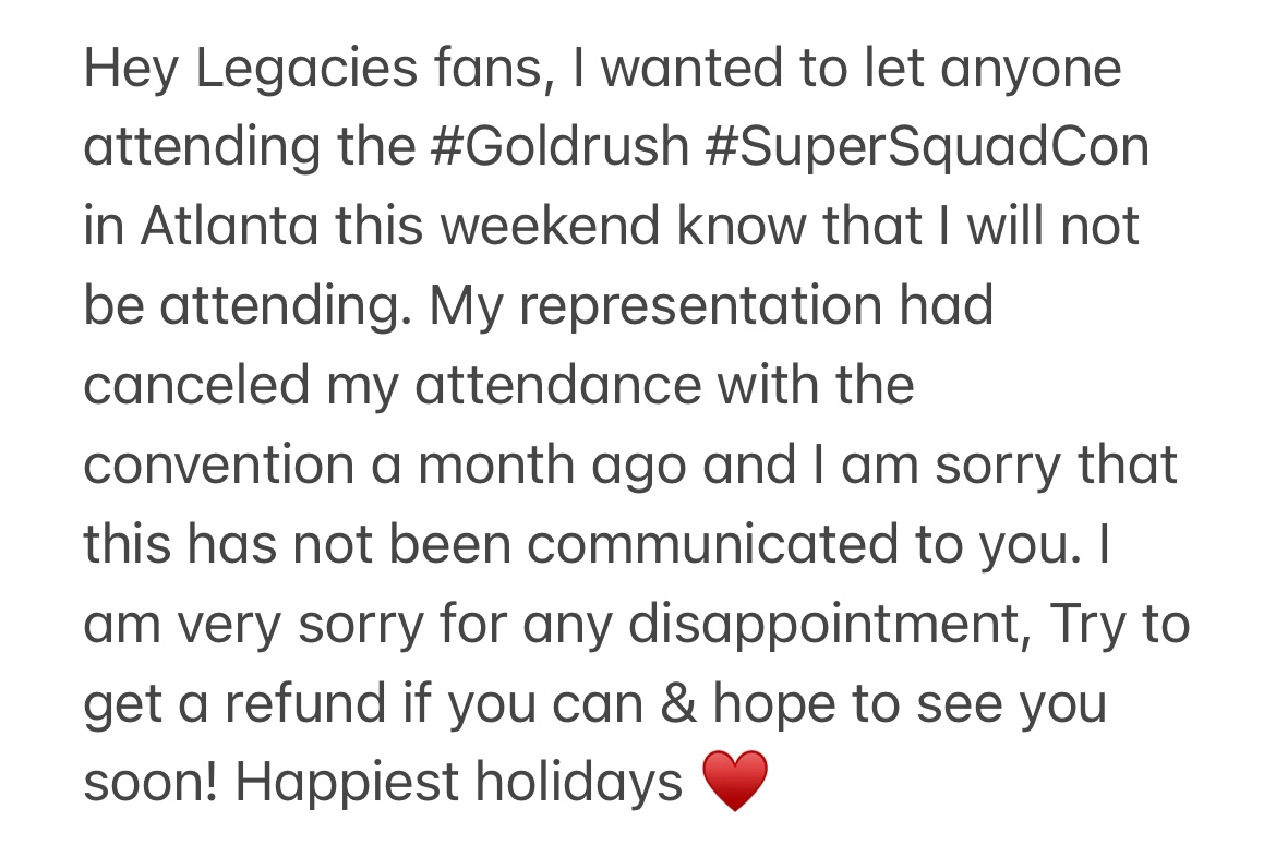 A quick note about #SuperSquadCon #GoldRush @EventsGoldrush