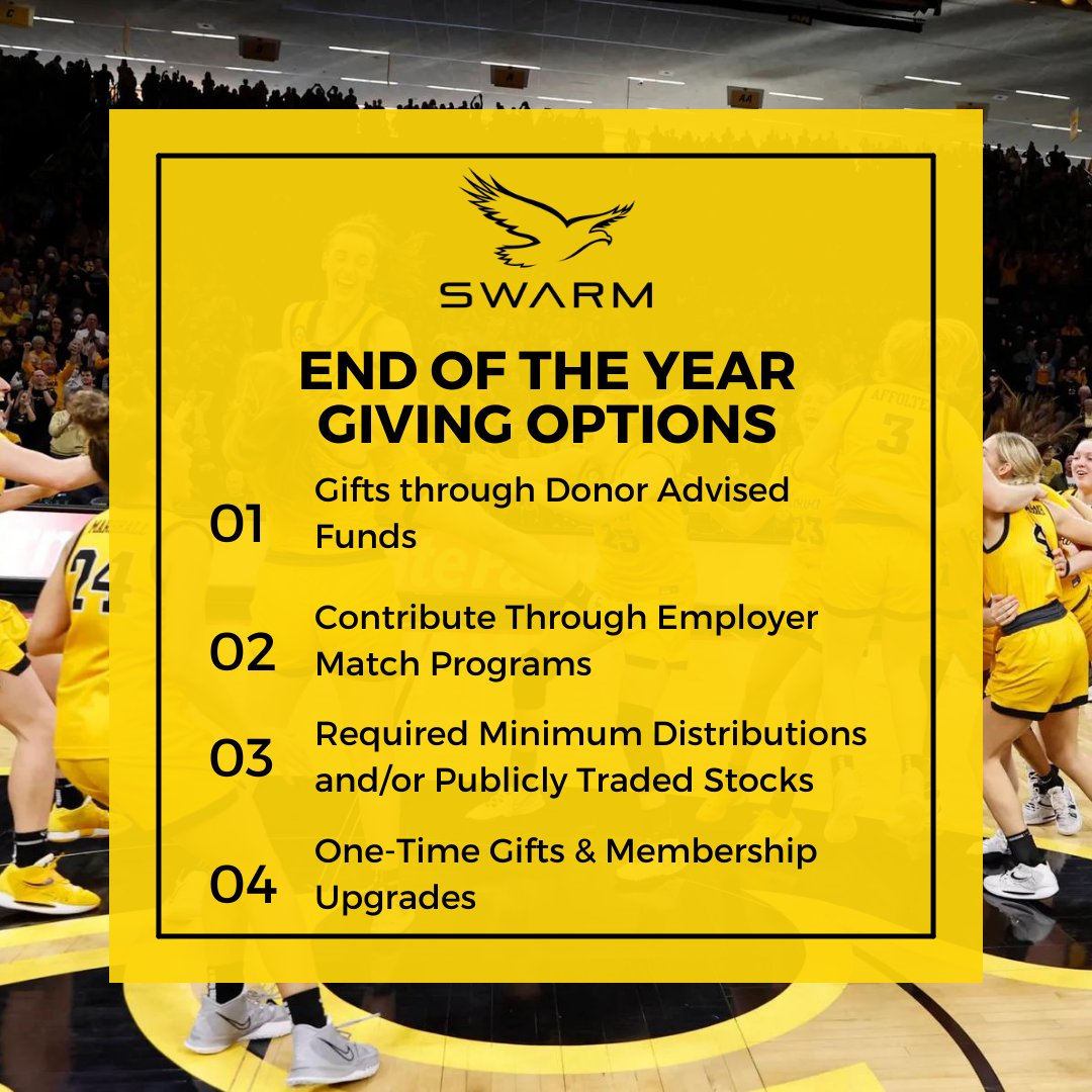 IowaSwarm's tweet photo. There are many ways to help the #SWARM, especially as the year is coming to an end. Check out the different opportunities to make an impact! We are a 501(c)(3) so your contributions may be tax deductible. 

#SWARM | #iowahawkeyes https://t.co/Ldseb4zl9j