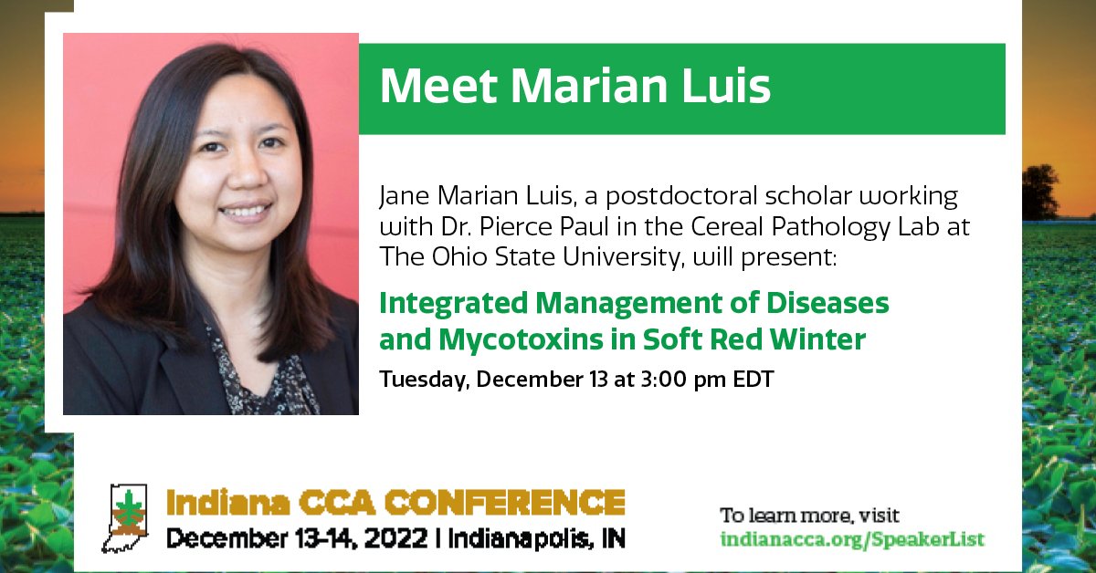 Meet Marian Luis! Her presentation will be at 3:00 pm on Tuesday, December 13th, at the 2022 Indiana CCA. Please visit indianacca.org/SpeakerList to learn more!

#indianacca2022 #diseasemanagement
