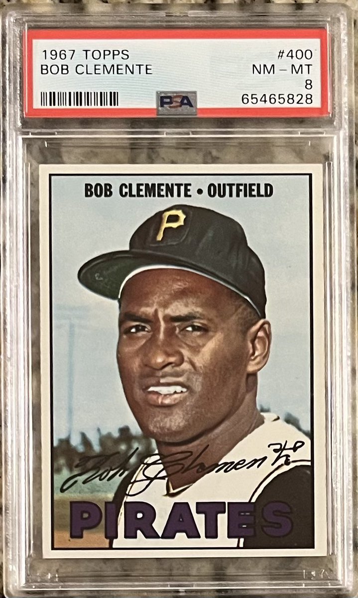 MWalk66's tweet image. Anyone interested in a high grade Clemente…just graded PSA 8 1967 Topps Clemente….$925