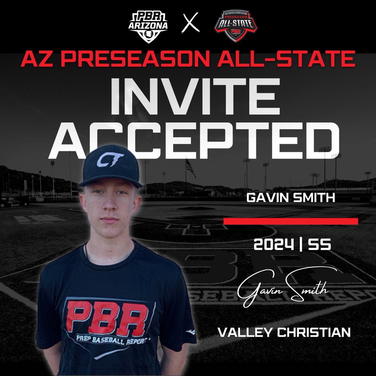 ✍️𝐀𝐋𝐋-𝐒𝐓𝐀𝐓𝐄 𝐈𝐍𝐕𝐈𝐓𝐄𝐃 𝐀𝐂𝐂𝐄𝐏𝐓𝐄𝐃✍️

'24 MIF Gavin Smith (<a href="/gavinsmith_521/">Gavin Smith</a>) has accepted his invite to the 2023 Upperclass Preseason All-State.

Smith is the 22nd-ranked prospect in AZ's 2024 class.

Request an invite➡️ loom.ly/GiuFrKk