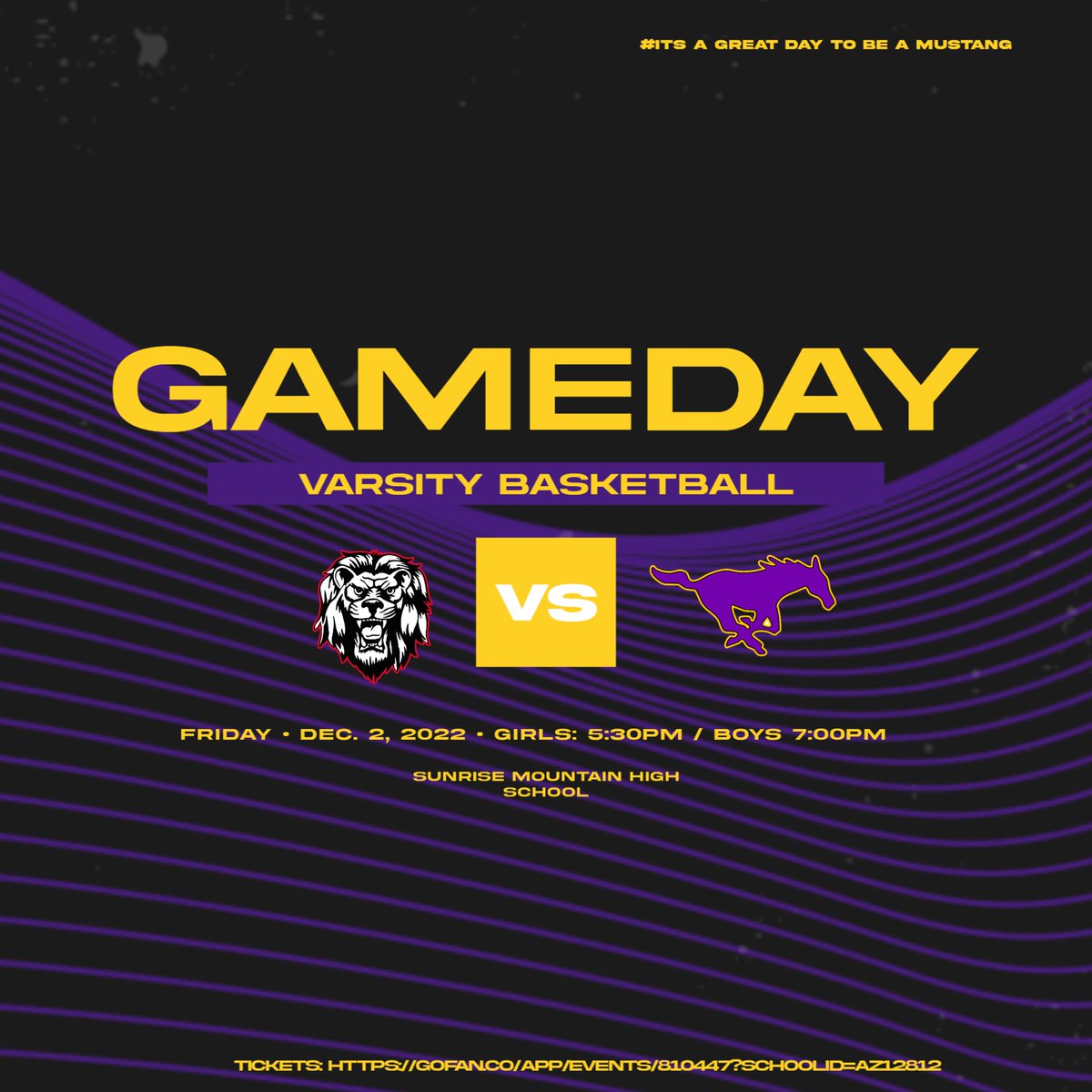 Liberty Fans: Please use the North entrance through the cafeteria to enter the game. 
Sunrise Mountain Fans: Please use the South entrance closer to the field to enter the gym.
Ticket Link: gofan.co/app/events/810…