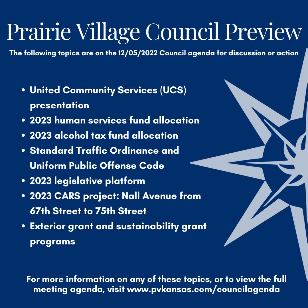Prairie Village on Twitter "The Prairie Village City Council will meet Monday at 6 p.m. Here's