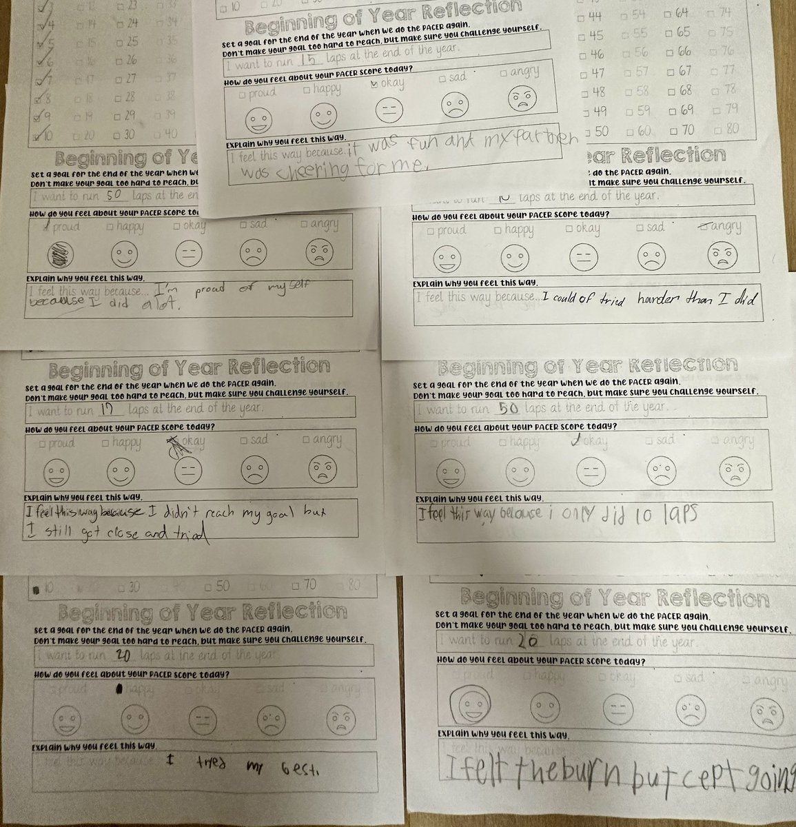 Love letting my students reflect after their fitness assessments! Also love the growth mindsets developing!!! #proud #growthmindset #FitnessGoals