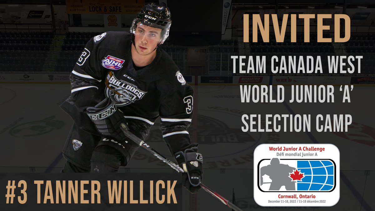 bbulldogs_'s tweet photo. Congratulations to Tanner Willick on being invited to the Team Canada West Selection Camp for the World Junior A Challenge! https://t.co/eLHFBAusL4